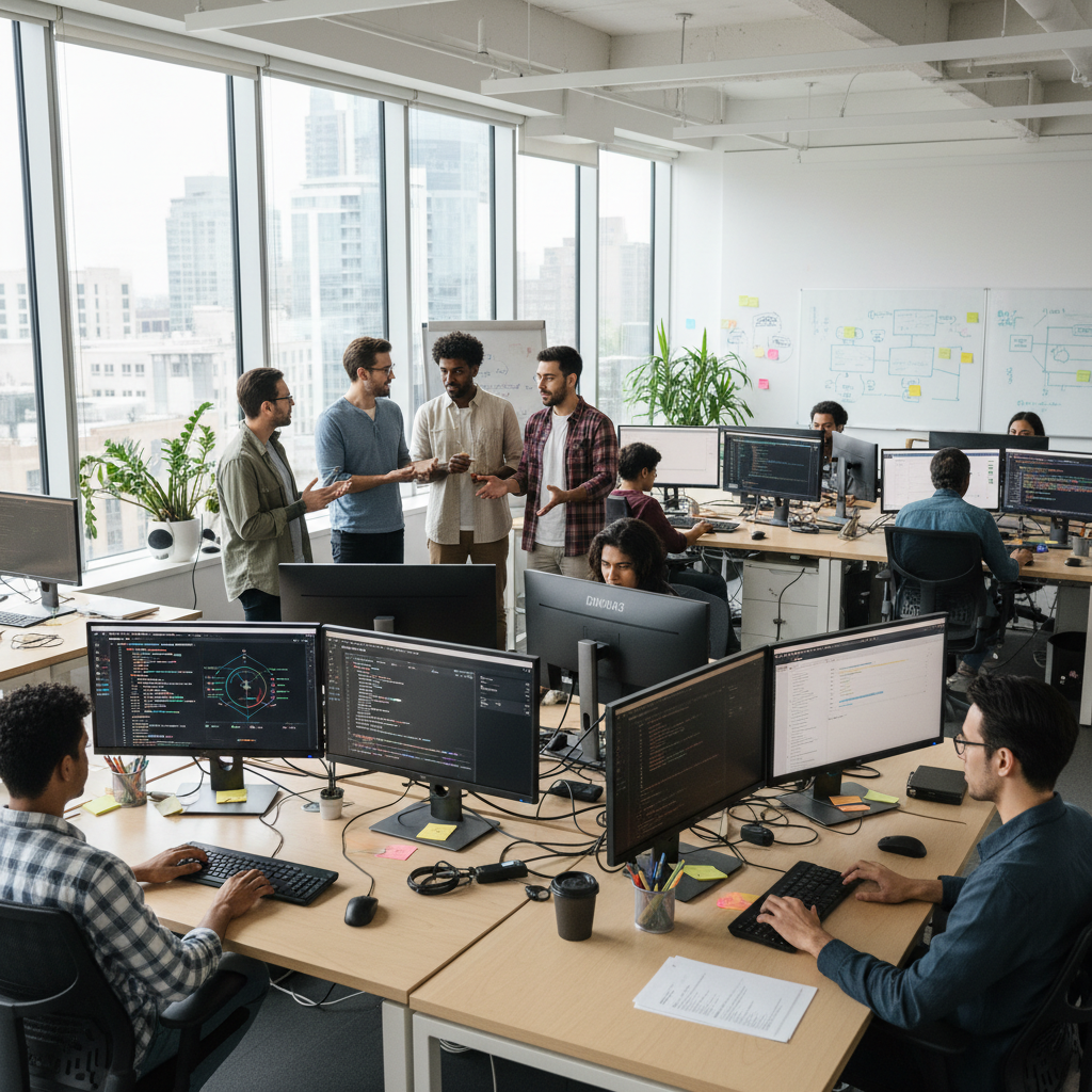 Industrial maintenance team working with piping systems and sealing materials